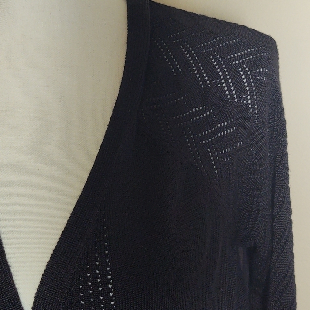 Madison Women's Black Cardigan with Sheer Back - Picture 4 of 8
